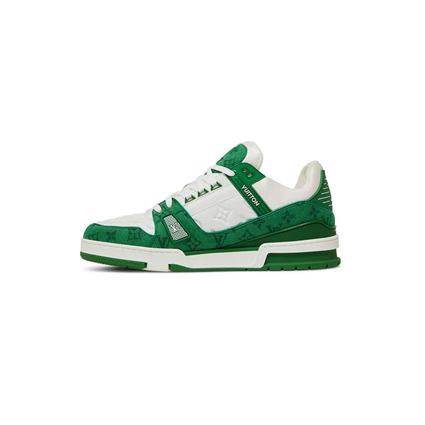 کفش لویی ویتون سبز سفید Louis Vuitton LV Trainer Green White