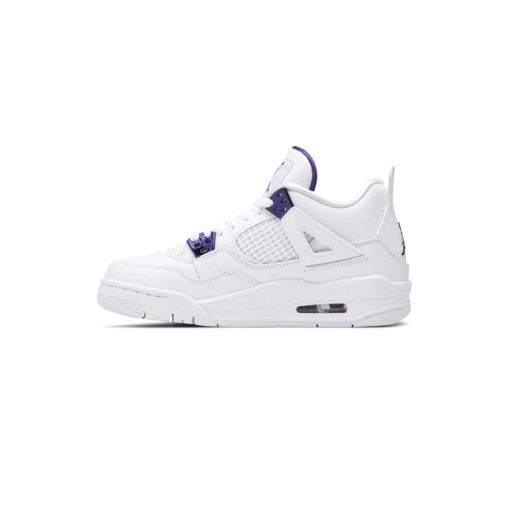 کفش نایک ایرجردن 4 سفید بنفش Nike Air Jordan 4 Retro GS Purple Metallic