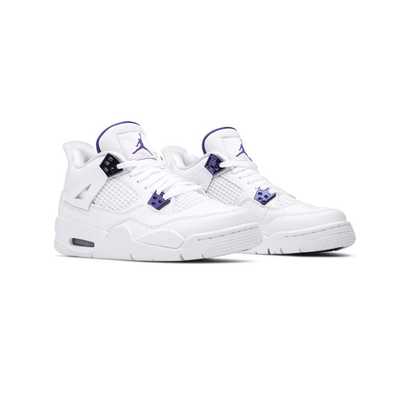 کفش نایک ایرجردن 4 سفید بنفش Nike Air Jordan 4 Retro GS Purple Metallic