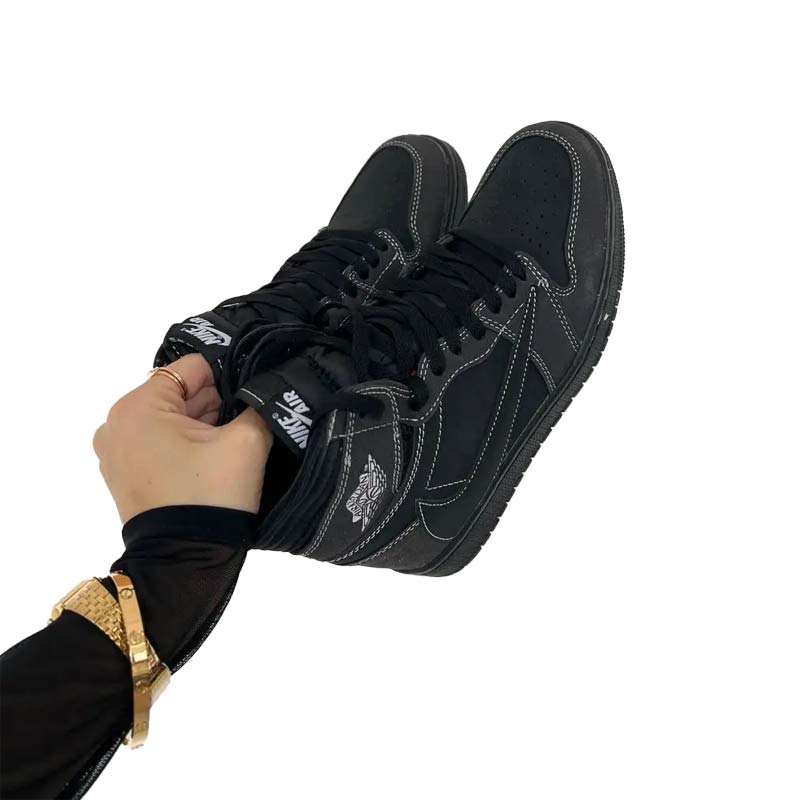 نایک ایرجردن ۱ ساقدار تراویس اسکات تمام مشکی Nike air jordan 1 high travis scott full black