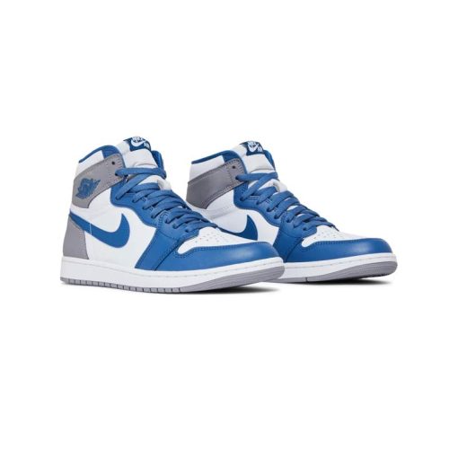 کتونی نایک ایرجردن 1 طوسی آبی سفید Nike Air Jordan 1 Retro High OG True Blue