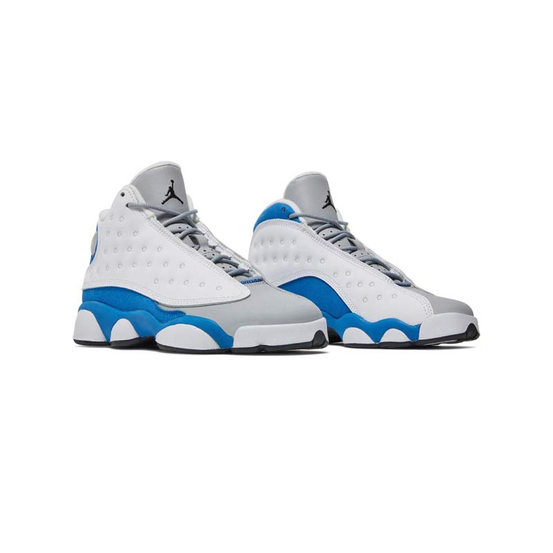 کتونی نایک ایرجردن 13 سفید آبی طوسی Nike Air Jordan 13 Retro GS Italy Blue