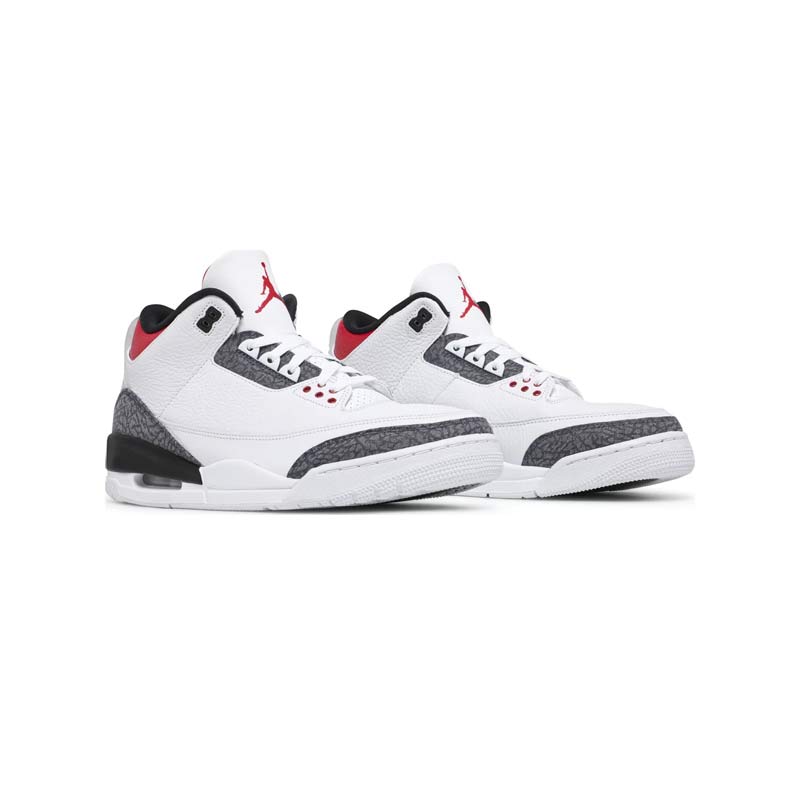 خرید کتونی نایک ایرجردن 3 سفید سیمانی قرمز مشکی Nike Air Jordan 3 Retro  Denim SE Fire Red پرداخت درب منزل- کتونی باز