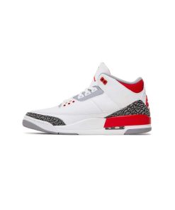 کتونی نایک ایرجردن 3 سفید سیمانی قرمز Nike Air Jordan 3 Retro Fire Red
