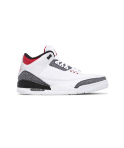 کتونی نایک ایرجردن 3 سفید سیمانی قرمز مشکی Nike Air Jordan 3 Retro Denim SE Fire Red