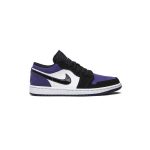 کفش نایک ایرجردن 1 ساق کوتاه مشکی سفید بنفش Nike Air Jordan 1 Low Court Purple