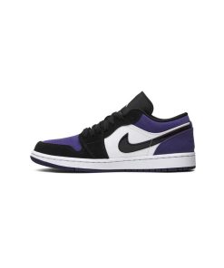 کفش نایک ایرجردن 1 ساق کوتاه مشکی سفید بنفش Nike Air Jordan 1 Low Court Purple
