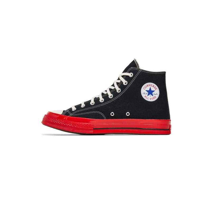 کفش کانورس آل استار پلی ساقدار مشکی زیره قرمز Converse Play Chuck 70 High Comme des Garçons Black Red