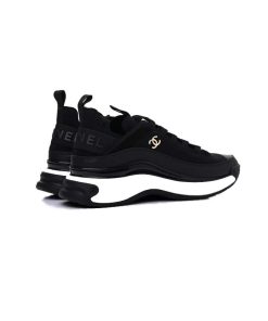 کفش لژدار شنل مشکی سفید Chanel Velvet Calfskin & Mixed Fibers Sneaker Black White