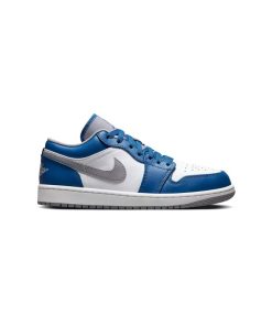 کفش نایک ایرجردن 1 ساق کوتاه آبی طوسی Nike Air Jordan 1 Low True Blue Grey