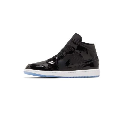 کفش نایک ایرجردن 1 ساق بلند مشکی ورنی Nike Air Jordan 1 Retro Mid Space Jam