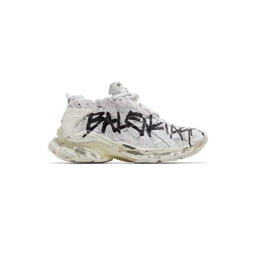 کتونی بالنسیاگا رانر گرافیتی سفید مشکی Balenciaga Runner Sneaker Graffiti - White Black