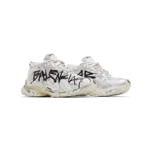 کتونی بالنسیاگا رانر گرافیتی سفید مشکی Balenciaga Runner Sneaker Graffiti - White Black