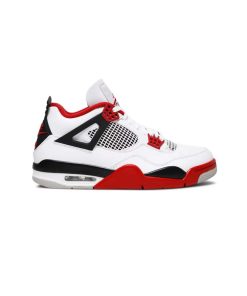 کتونی نایک ایرجردن 4 سفید مشکی قرمز Nike Air Jordan 4 Retro OG Fire Red
