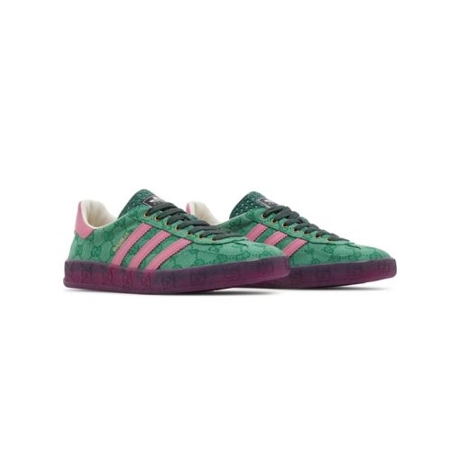 کفش آدیداس گزل گوچی سبز صورتی Adidas Gazelle Gucci Green GG Monogram