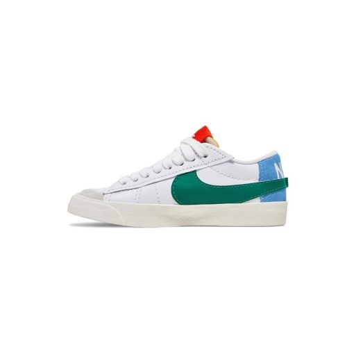 کفش نایک بلیزر جومبو ساق کوتاه سفید سبز آبی Nike Blazer Mid 77 Jumbo Mismatch