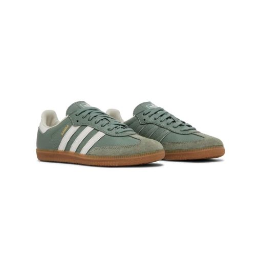 کتونى آدیداس سامبا سبز قهوه ای Adidas Samba OG Silver Green Gum