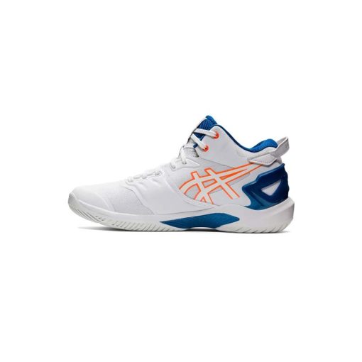 کتونی والیبال اسیکس ژل برست 26 سفید آبی نارنجی Asics Gel Burst 26 White Shocking Orange