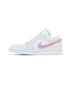 کتونی نایک ایرجردن 1 ساق کوتاه سفید آبی بنفش Nike Air Jordan 1 Low Multi-Color Sashiko