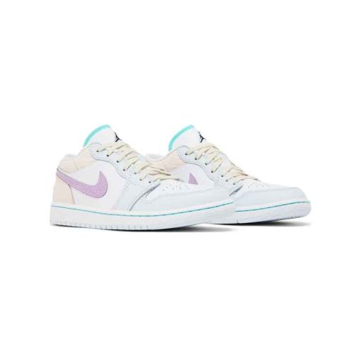 کتونی نایک ایرجردن 1 ساق کوتاه سفید آبی بنفش Nike Air Jordan 1 Low Multi-Color Sashiko