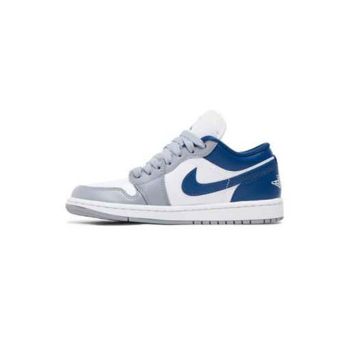 کتونی نایک ایرجردن 1 ساق کوتاه طوسی آبی Nike Air Jordan 1 Low French Blue