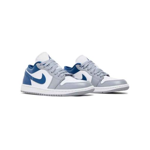 کتونی نایک ایرجردن 1 ساق کوتاه طوسی آبی Nike Air Jordan 1 Low French Blue