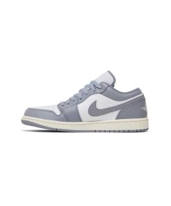 کتونی نایک ایرجردن 1 ساق کوتاه طوسی سفید Nike Air Jordan 1 Low Vintage Grey