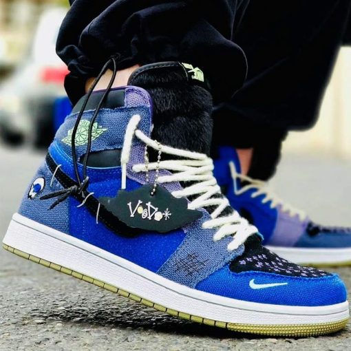 کفش نایک ایرجردن 1 ساق بلند وودو آبی Nike Air Jordan 1 High OG Voodo Blue