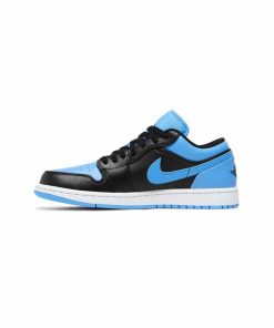 کفش نایک ایرجردن 1 ساق کوتاه آبی مشکی Nike Air Jordan 1 Low University Blue