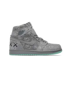 کتونی نایک ایرجردن 1 ساقدار کاز طوسی سبز Nike Air Jordan 1 High Kaws Grey Green