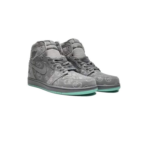 کتونی نایک ایرجردن 1 ساقدار کاز طوسی سبز Nike Air Jordan 1 High Kaws Grey Green