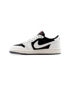 نایک ایرجردن 1 تراویس اسکات مشکی سفید طوسی Nike Air Jordan 1 Low Travis Scott Black White Grey