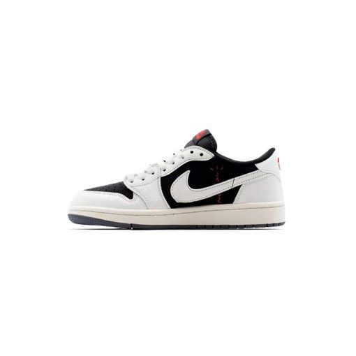 نایک ایرجردن 1 تراویس اسکات مشکی سفید طوسی Nike Air Jordan 1 Low Travis Scott Black White Grey