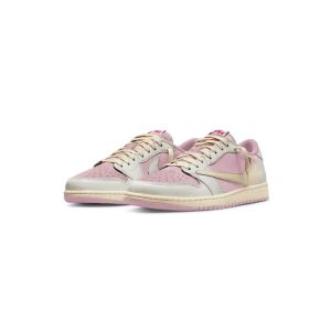 نایک ایرجردن 1 تراویس اسکات کرم صورتی Nike Air Jordan 1 Low Travis Scott Sail Shy Pink