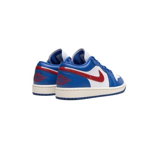 کتونی نایک ایرجردن 1 ساق کوتاه آبی سفید قرمز Nike Air Jordan 1 Low Sport Blue Gym Red