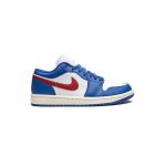 کتونی نایک ایرجردن 1 ساق کوتاه آبی سفید قرمز Nike Air Jordan 1 Low Sport Blue Gym Red