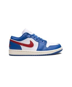 کتونی نایک ایرجردن 1 ساق کوتاه آبی سفید قرمز Nike Air Jordan 1 Low Sport Blue Gym Red