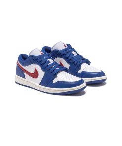 کتونی نایک ایرجردن 1 ساق کوتاه آبی سفید قرمز Nike Air Jordan 1 Low Sport Blue Gym Red