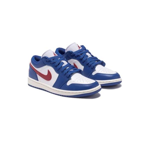 کتونی نایک ایرجردن 1 ساق کوتاه آبی سفید قرمز Nike Air Jordan 1 Low Sport Blue Gym Red