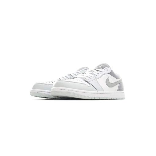 کتونی نایک ایرجردن 1 ساق کوتاه سفید طوسی Nike Air Jordan 1 Low White Wolf Grey