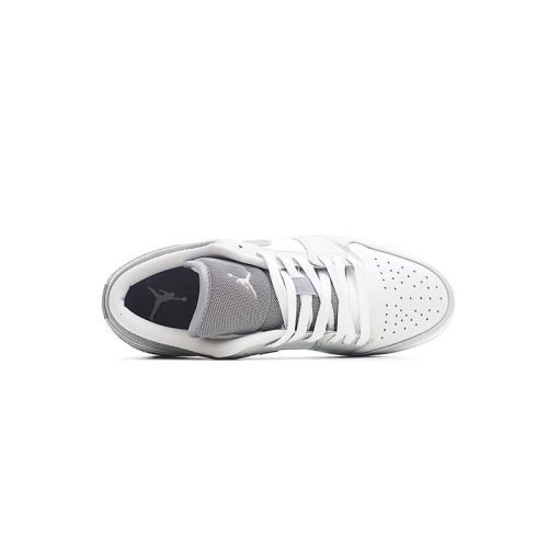 کتونی نایک ایرجردن 1 ساق کوتاه سفید طوسی Nike Air Jordan 1 Low White Wolf Grey