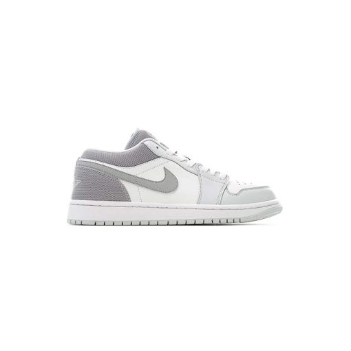 کتونی نایک ایرجردن 1 ساق کوتاه سفید طوسی Nike Air Jordan 1 Low White Wolf Grey