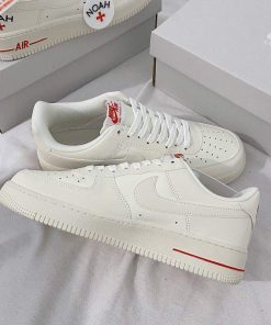 کتونی نایک ایرفورس 1 کرم سفید  Nike Air Force 1 07 Noah Cream White Red