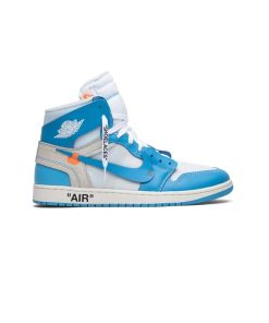 کفش نایک ایرجردن 1 آفوایت ساق بلند آبی Nike Air Jordan 1 High Off-White UNC Blue