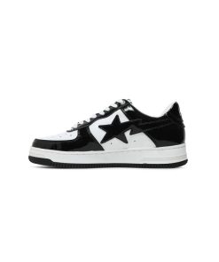 کفش بیپ استا ورنی مشکی سفید Bapesta Low Black White