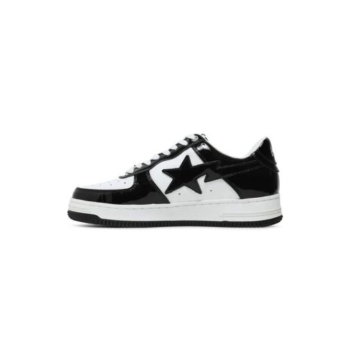 کفش بیپ استا ورنی مشکی سفید Bapesta Low Black White