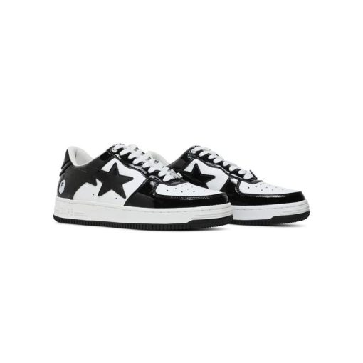 کفش بیپ استا ورنی مشکی سفید Bapesta Low Black White