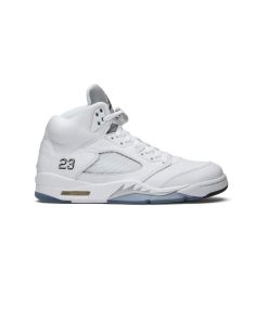 نایک ایرجردن 5 سفید نقره ای آبی Nike Air Jordan 5 Retro Metallic White